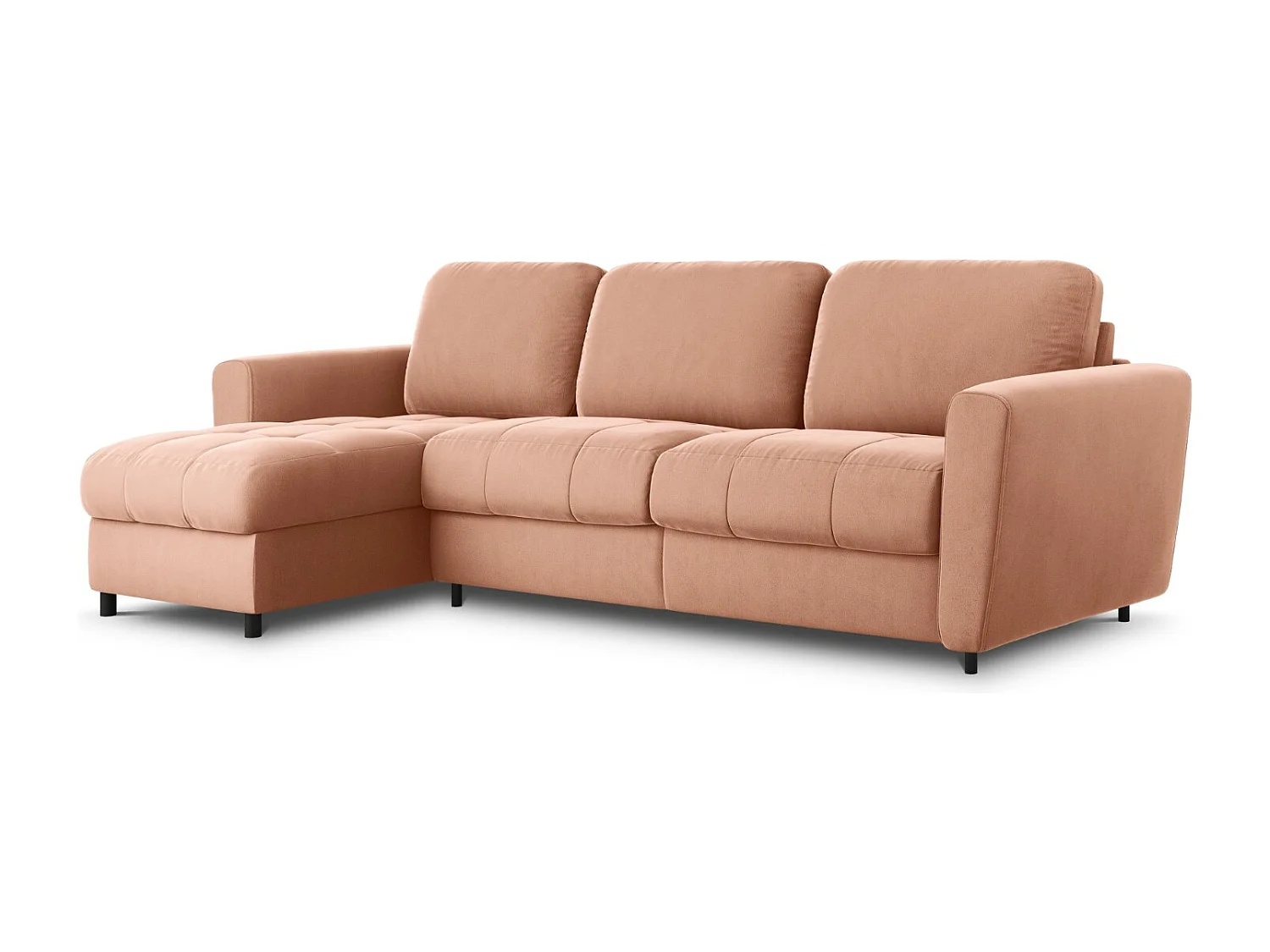 CXL by Christian Lacroix - Narożnik lewy rozkładany ze schowkiem, "Audra" 5 miejsc welur, róż - 290x170x88cm