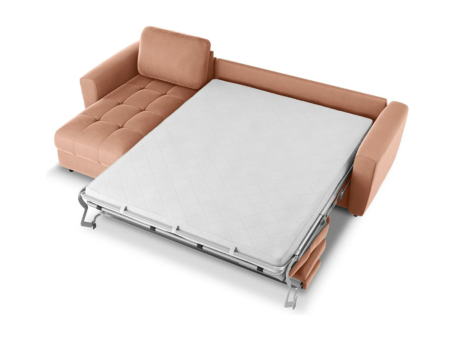 CXL by Christian Lacroix - Narożnik lewy rozkładany ze schowkiem, "Audra" 5 miejsc welur, róż - 290x170x88cm