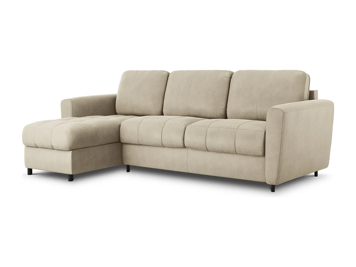 CXL by Christian Lacroix - Canapé d'angle gauche convertible "Audra" 4 places en cuir véritable gris clair - 270x170x88cm