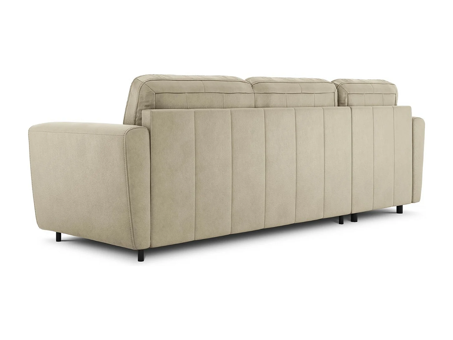 CXL by Christian Lacroix - Canapé d'angle gauche convertible "Audra" 4 places en cuir véritable gris clair - 270x170x88cm