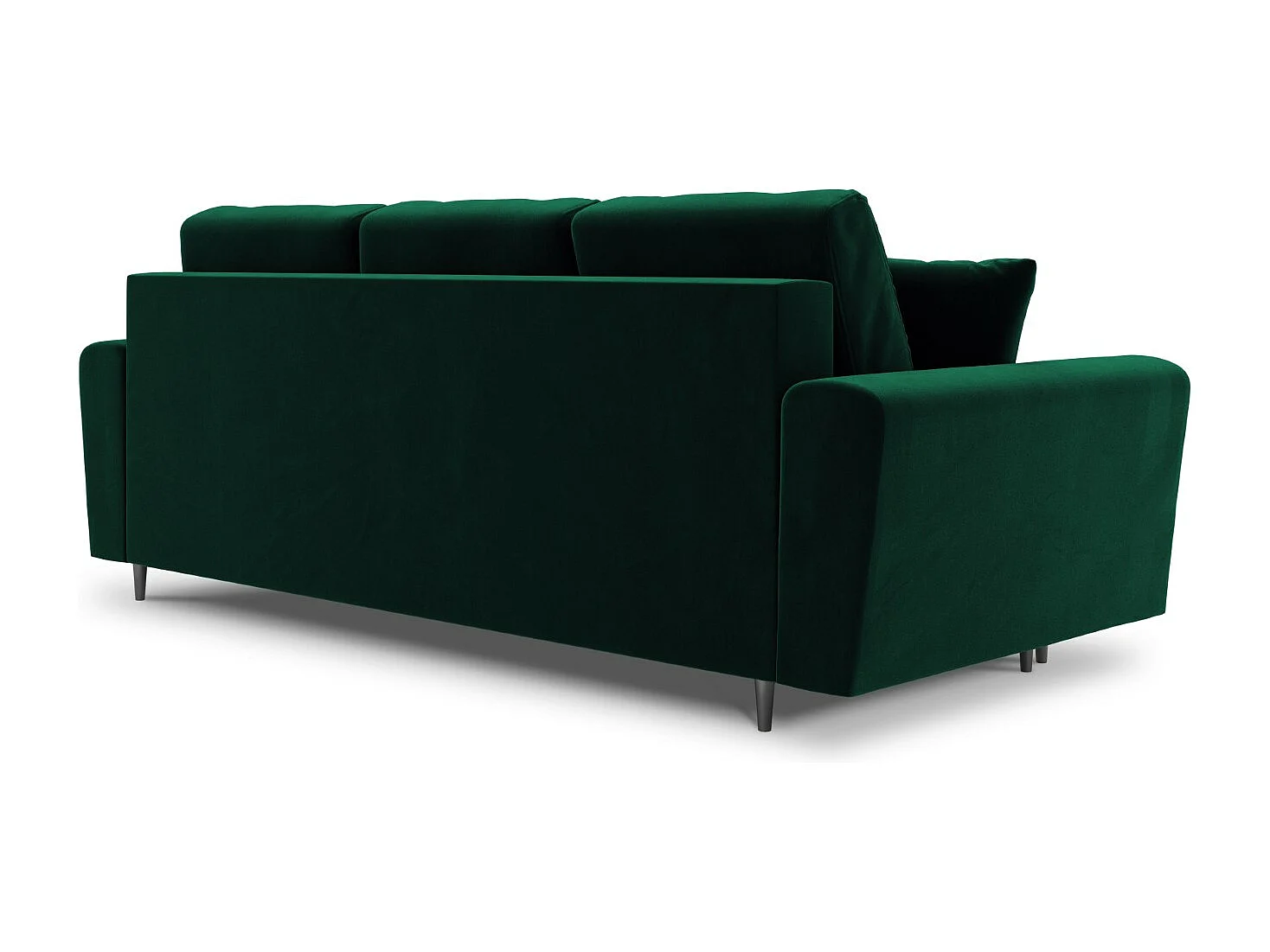 Cosmopolitan Design - Sofa z funkcją spania ze schowkiem, "Kyoto" 3 miejsca welur, zielony butelkowy - 235x100x88cm