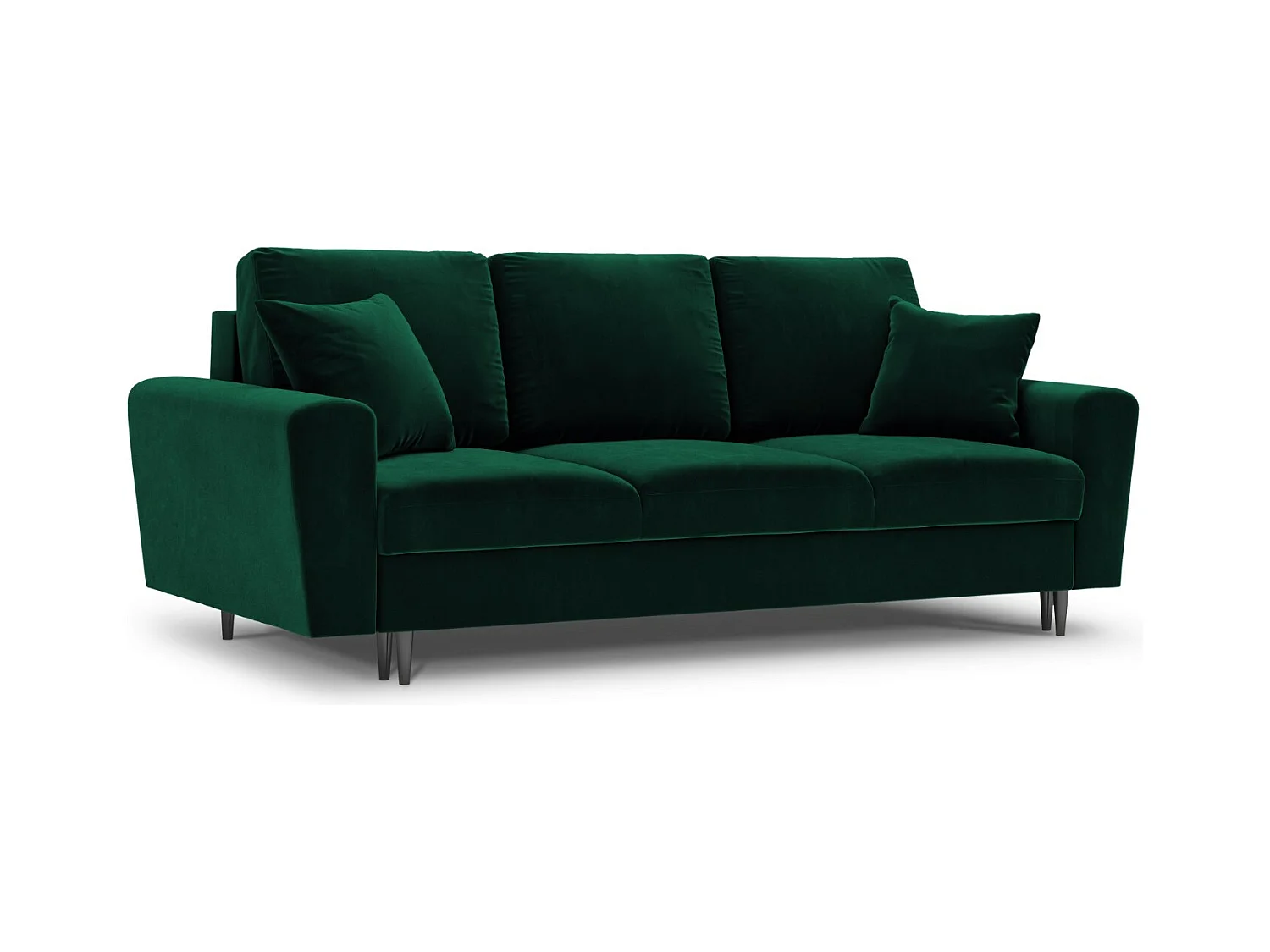 Cosmopolitan Design - Canapé convertible avec coffre de rangement "Kyoto" 3 places en velours vert bouteille - 235x100x88cm