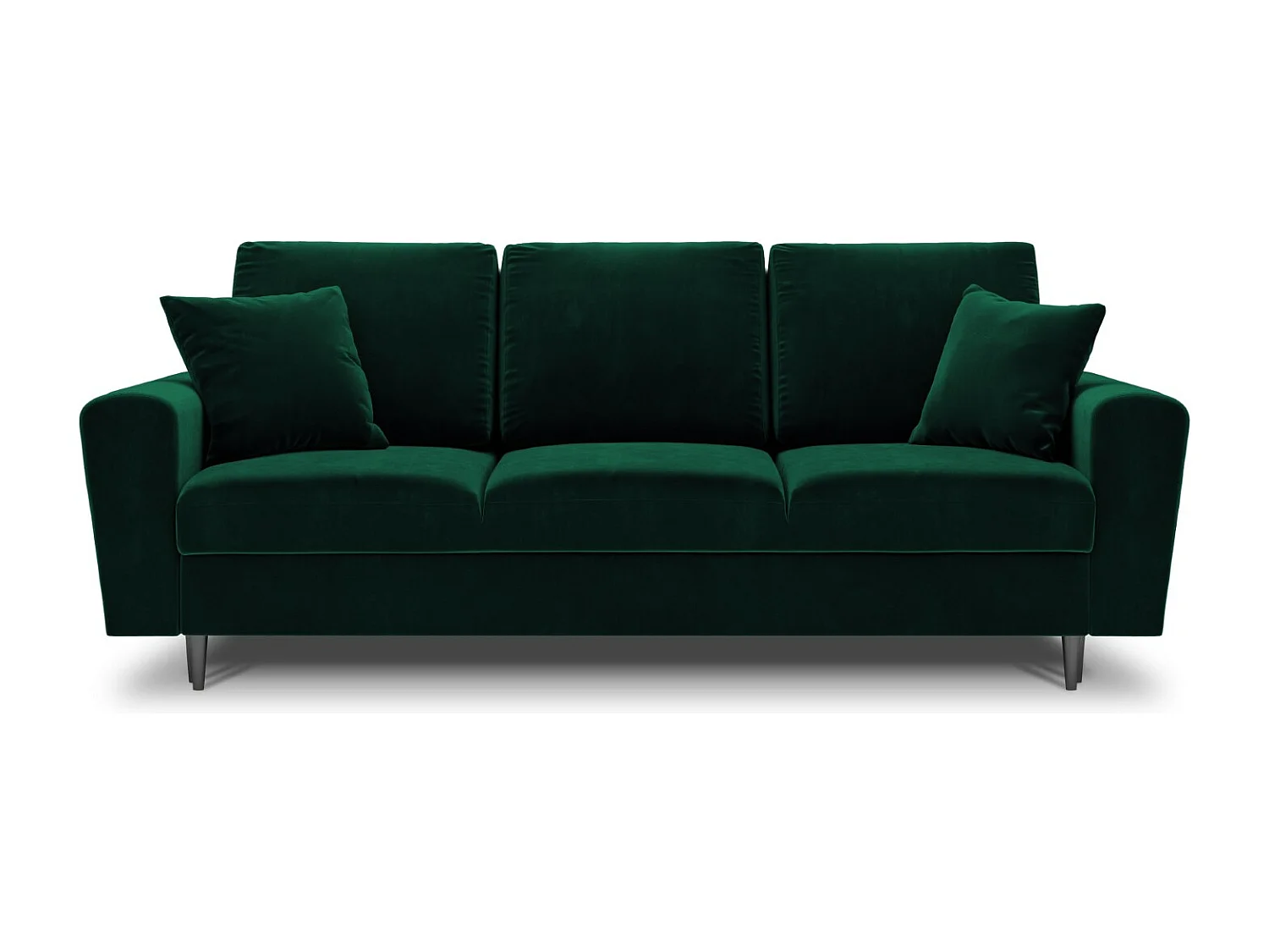 Cosmopolitan Design - Canapé convertible avec coffre de rangement "Kyoto" 3 places en velours vert bouteille - 235x100x88cm