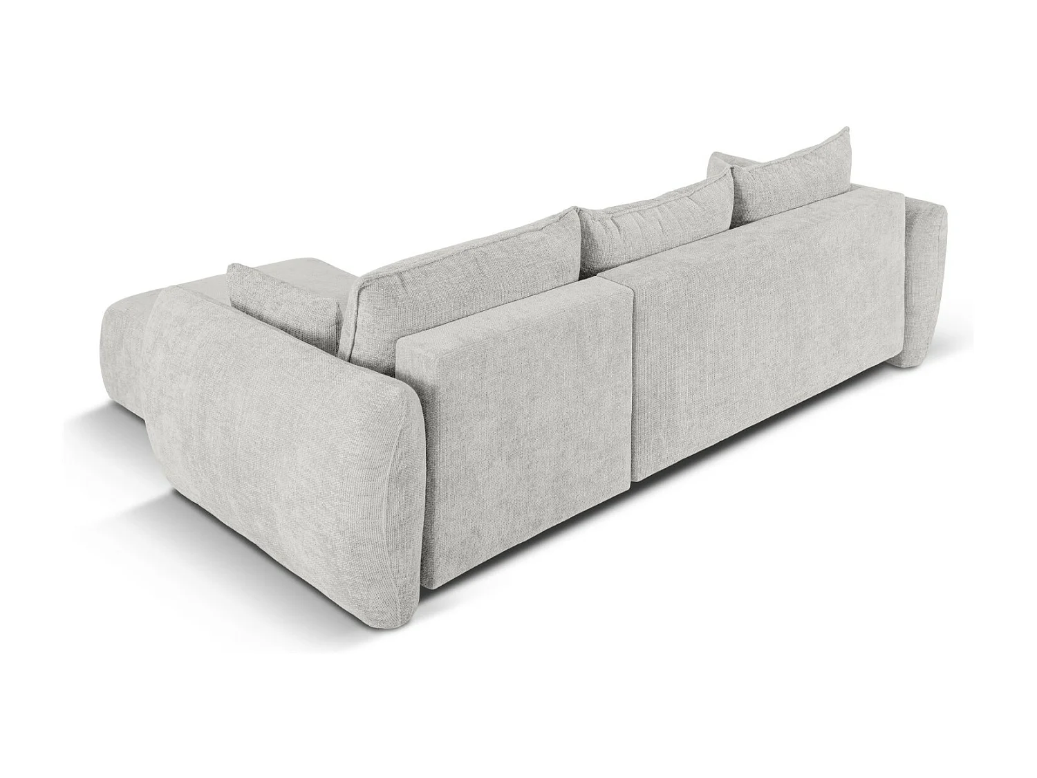 Cosmopolitan Design - Narożnik prawy rozkładany ze schowkiem, "Matera" 4 miejsca szenil, szary jasny - 253x173x86cm