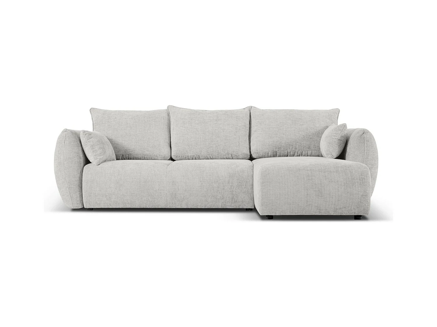 Cosmopolitan Design - Canapé d'angle droit convertible avec coffre de rangement "Matera" 4 places en chenille gris clair - 253x173x86cm
