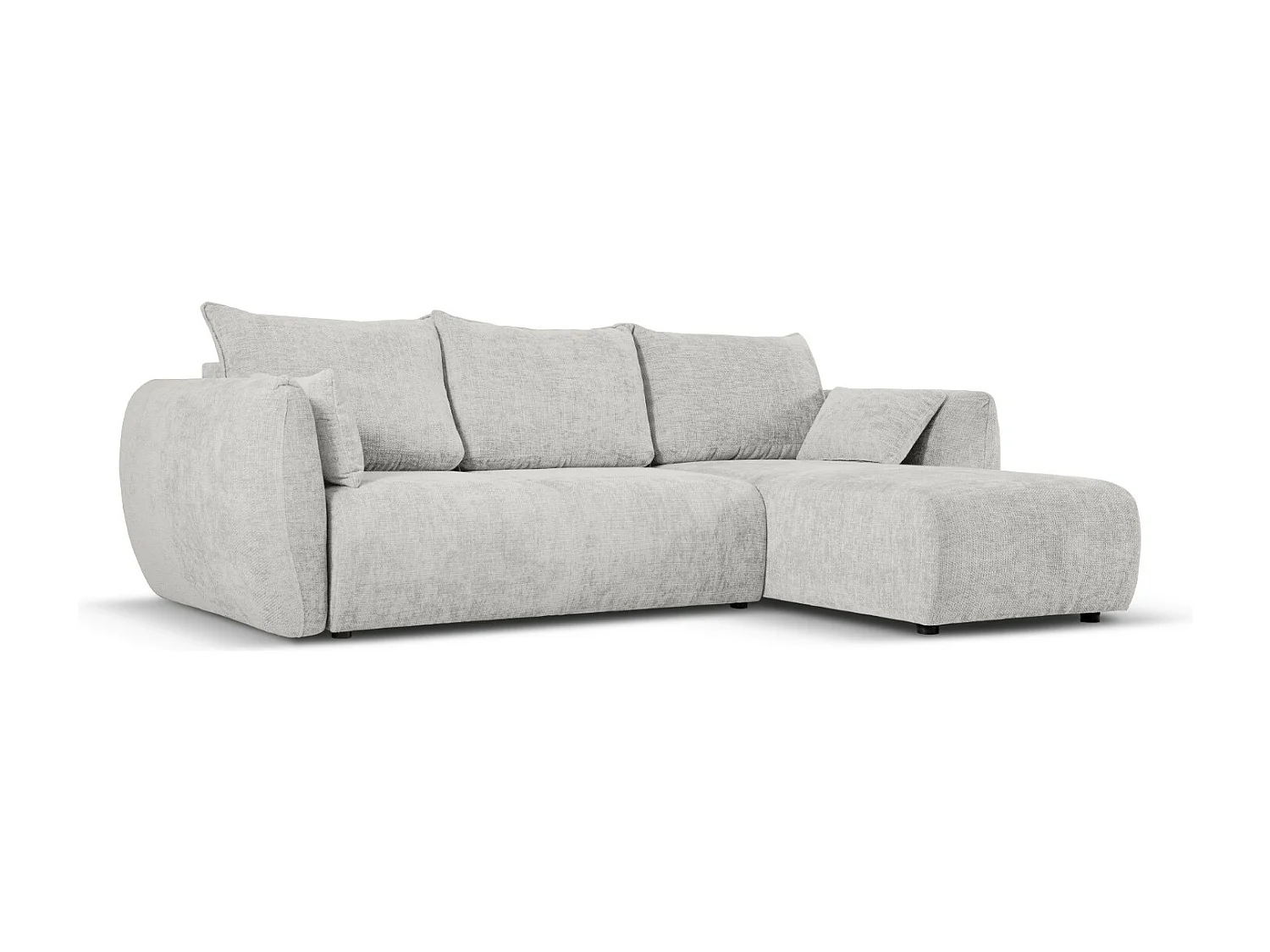 Cosmopolitan Design - Canapé d'angle droit convertible avec coffre de rangement "Matera" 4 places en chenille gris clair - 253x173x86cm