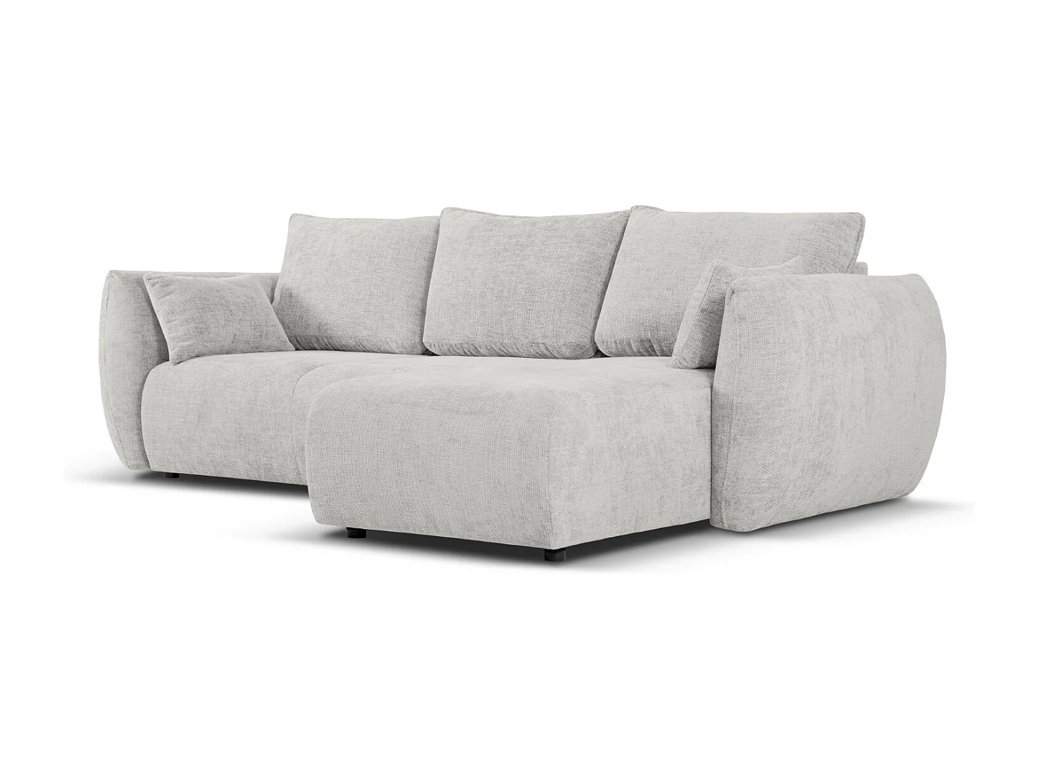 Cosmopolitan Design - Canapé d'angle droit convertible avec coffre de rangement "Matera" 4 places en chenille gris clair - 253x173x86cm