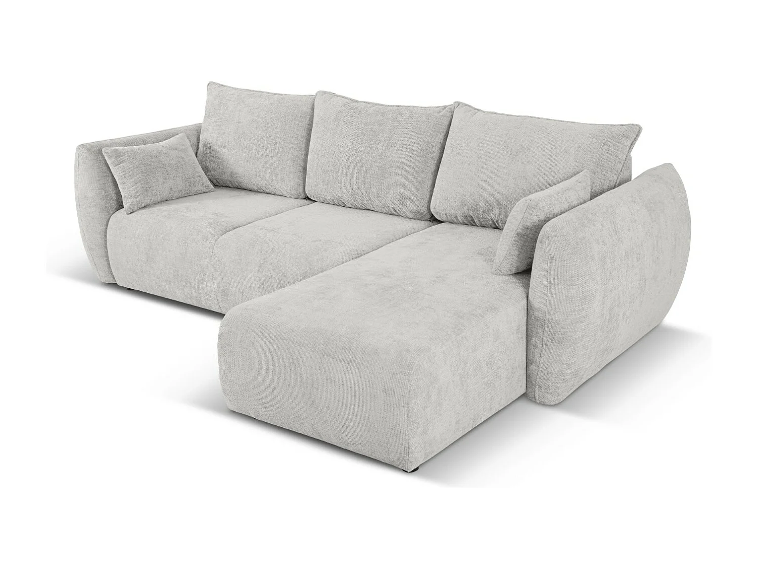 Cosmopolitan Design - Canapé d'angle droit convertible avec coffre de rangement "Matera" 4 places en chenille gris clair - 253x173x86cm