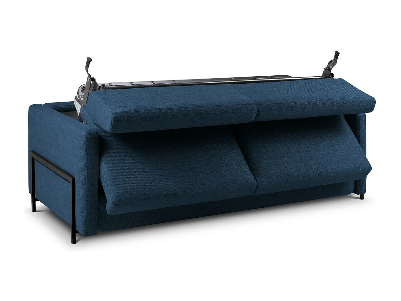 CXL by Christian Lacroix - Sofa z funkcją spania, "Yanis" 3 miejsca tkanina strukturalna, niebieski - 202x102x80cm
