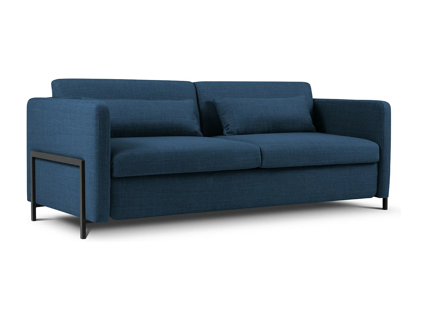 CXL by Christian Lacroix - Canapé convertible "Yanis" 3 places en tissu structurel bleu - 202x102x80cm