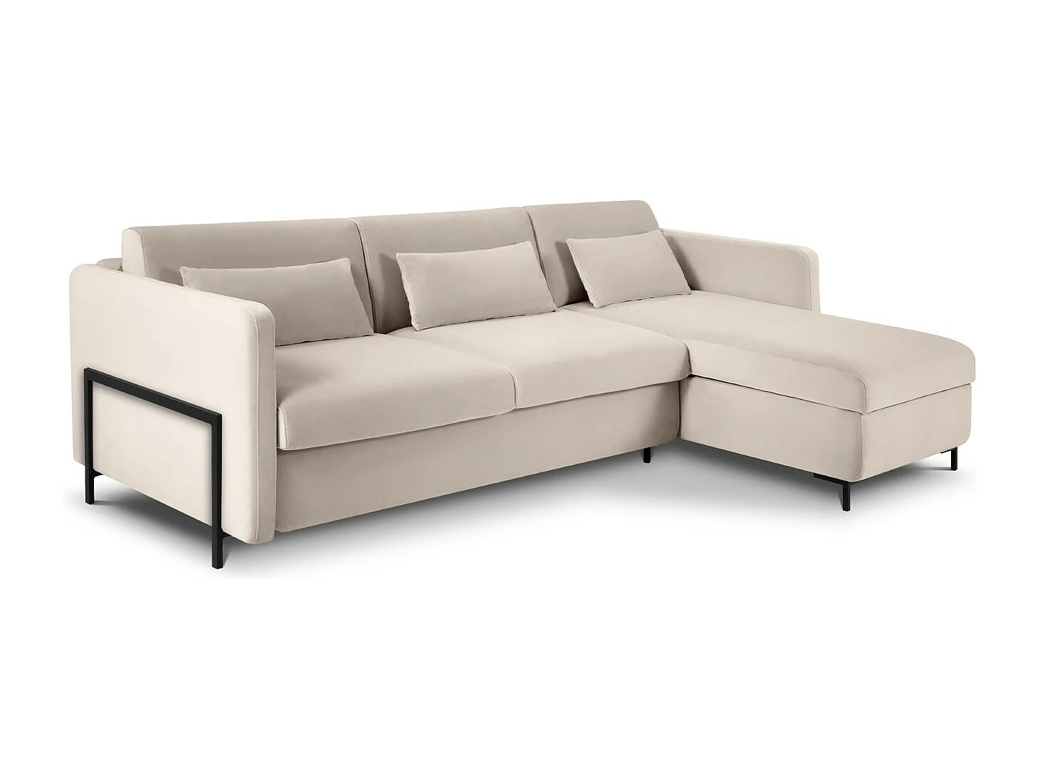 CXL by Christian Lacroix - Divano convertibile angolare destro "Yanis" 4 posti in velluto beige - 260x170x80cm