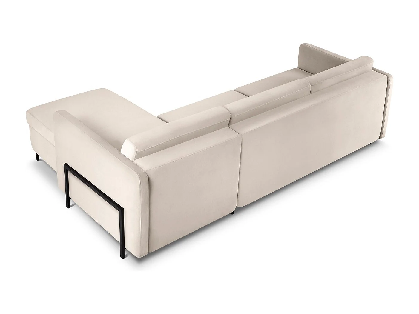 CXL by Christian Lacroix - Canapé d'angle droit convertible "Yanis" 4 places en velours beige - 260x170x80cm