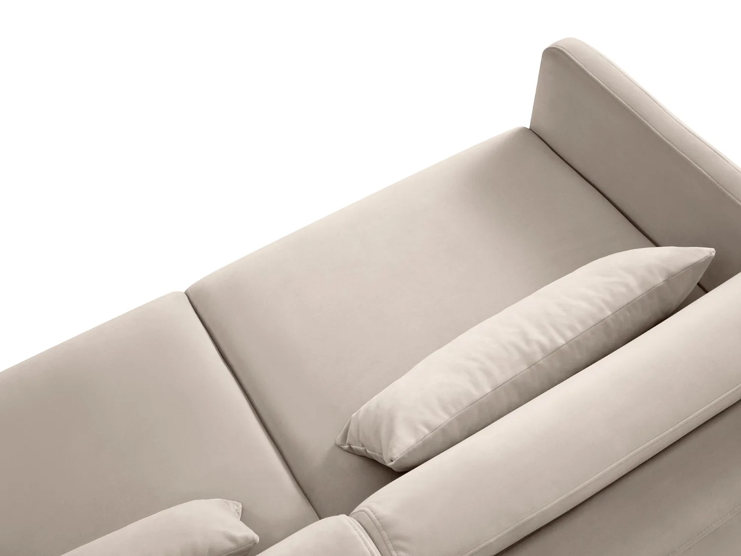 CXL by Christian Lacroix - Canapé d'angle droit convertible "Yanis" 4 places en velours beige - 260x170x80cm