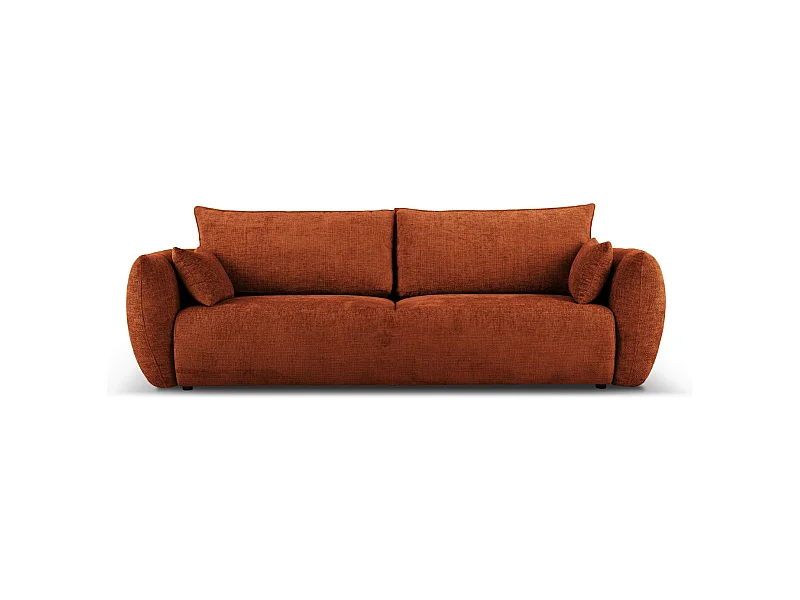Cosmopolitan Design - 3-Sitzer ausklappbares Sofa mit Bettkasten "Matera" aus Chenille-Stoff terrakotta - 240x108x86cm