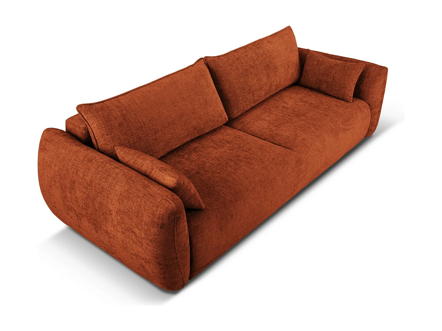 Cosmopolitan Design - Slaapbank met opbergdoos "Matera" 3 zitplaatsen, Chenille, Terracotta - 240x108x86cm