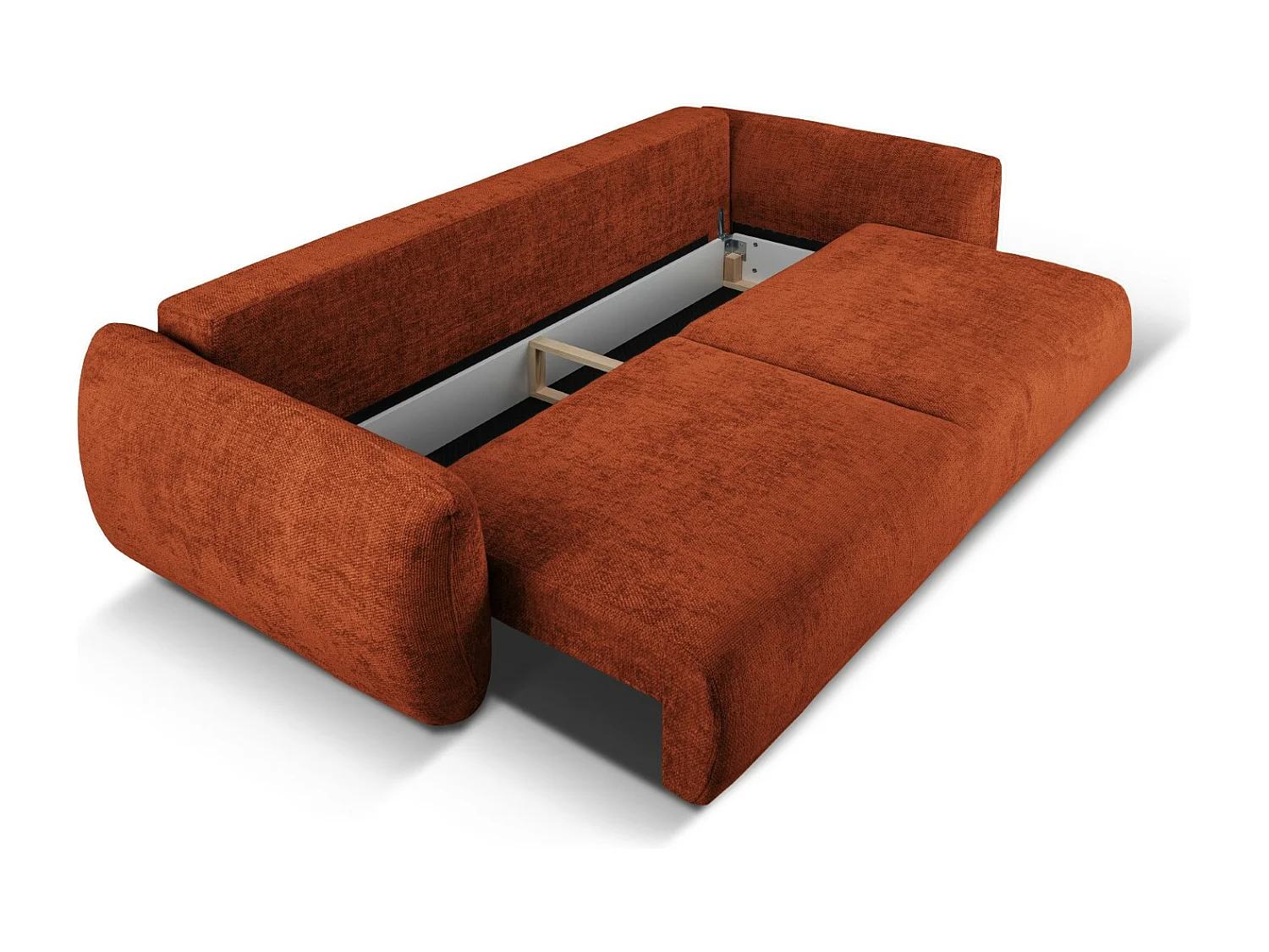 Cosmopolitan Design - Slaapbank met opbergdoos "Matera" 3 zitplaatsen, Chenille, Terracotta - 240x108x86cm