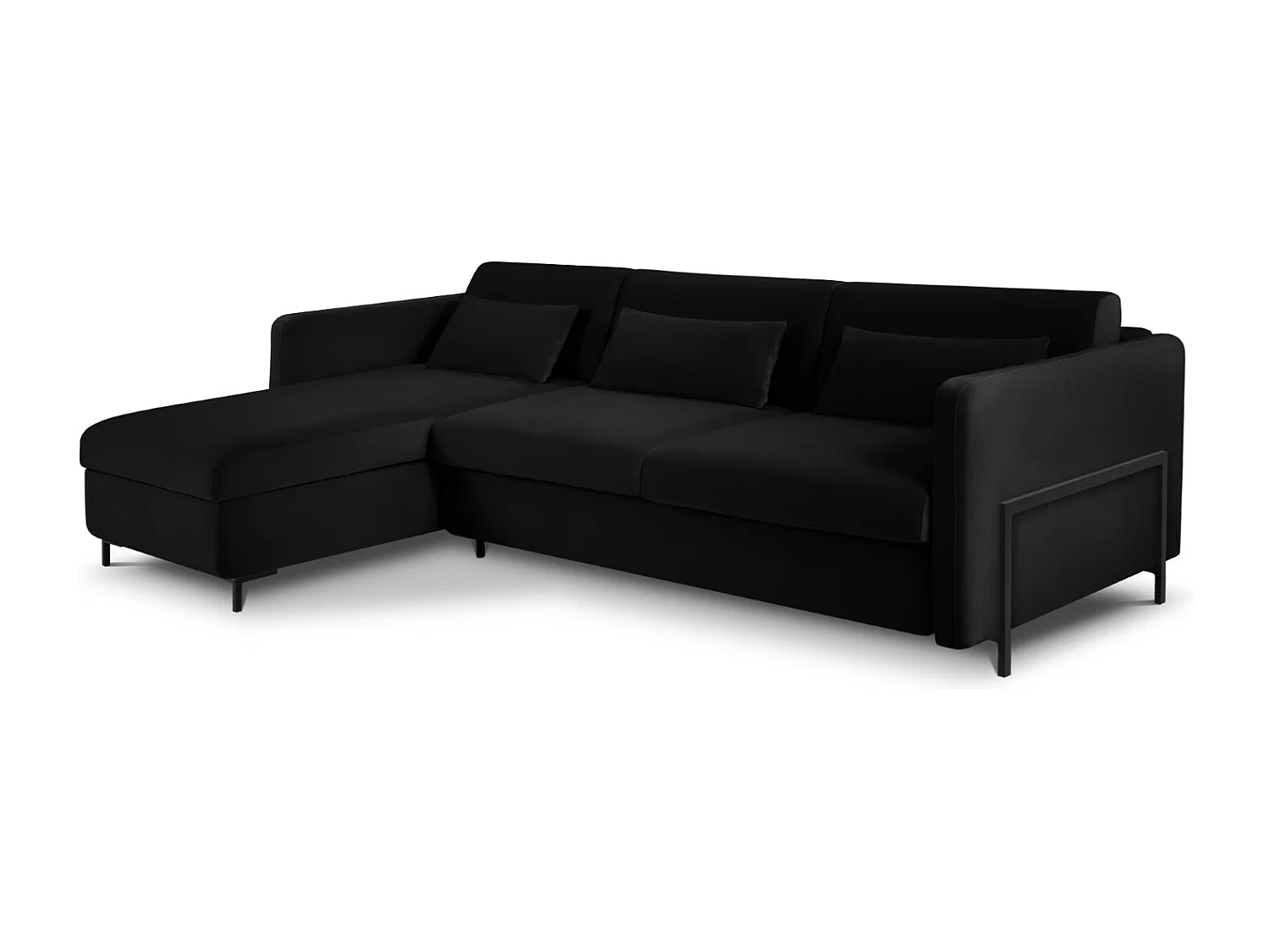 CXL by Christian Lacroix - Divano convertibile angolare sinistro "Yanis" 5 posti in velluto nero - 280x170x80cm