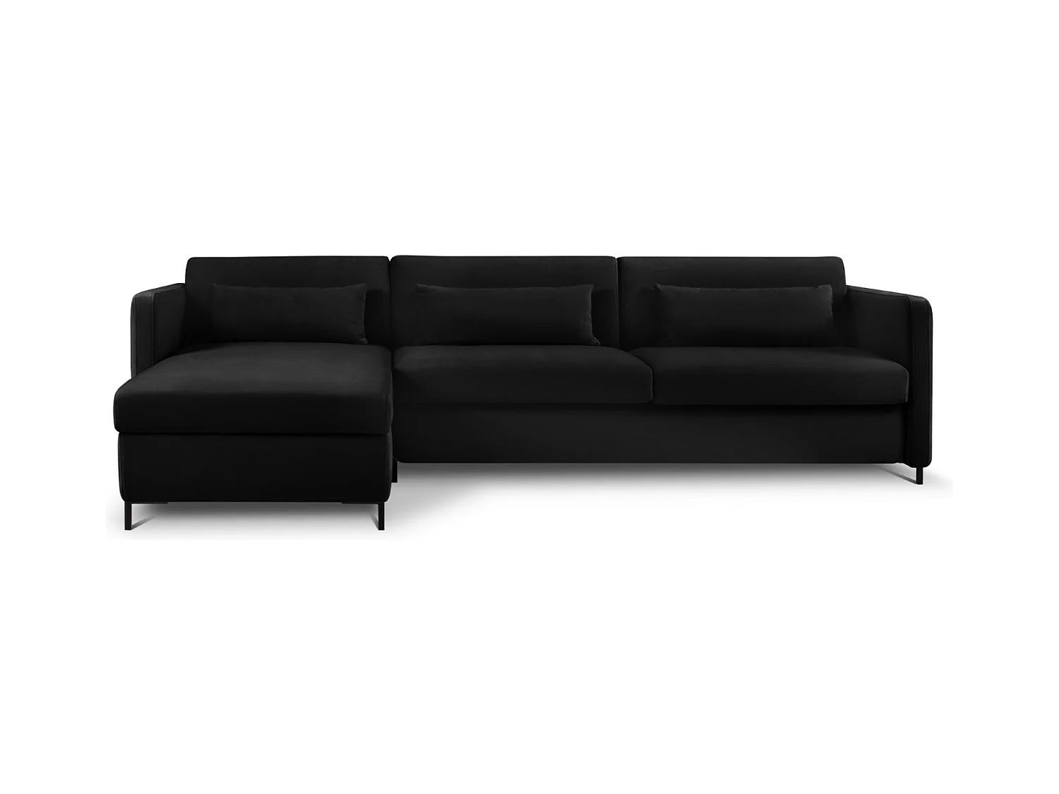 CXL by Christian Lacroix - Canapé d'angle gauche convertible "Yanis" 5 places en velours noir - 280x170x80cm