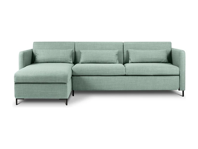 CXL by Christian Lacroix - Divano convertibile angolare sinistro con contenitore "Yanis" 4 posti in tessuto strutturato menta - 260x170x80cm