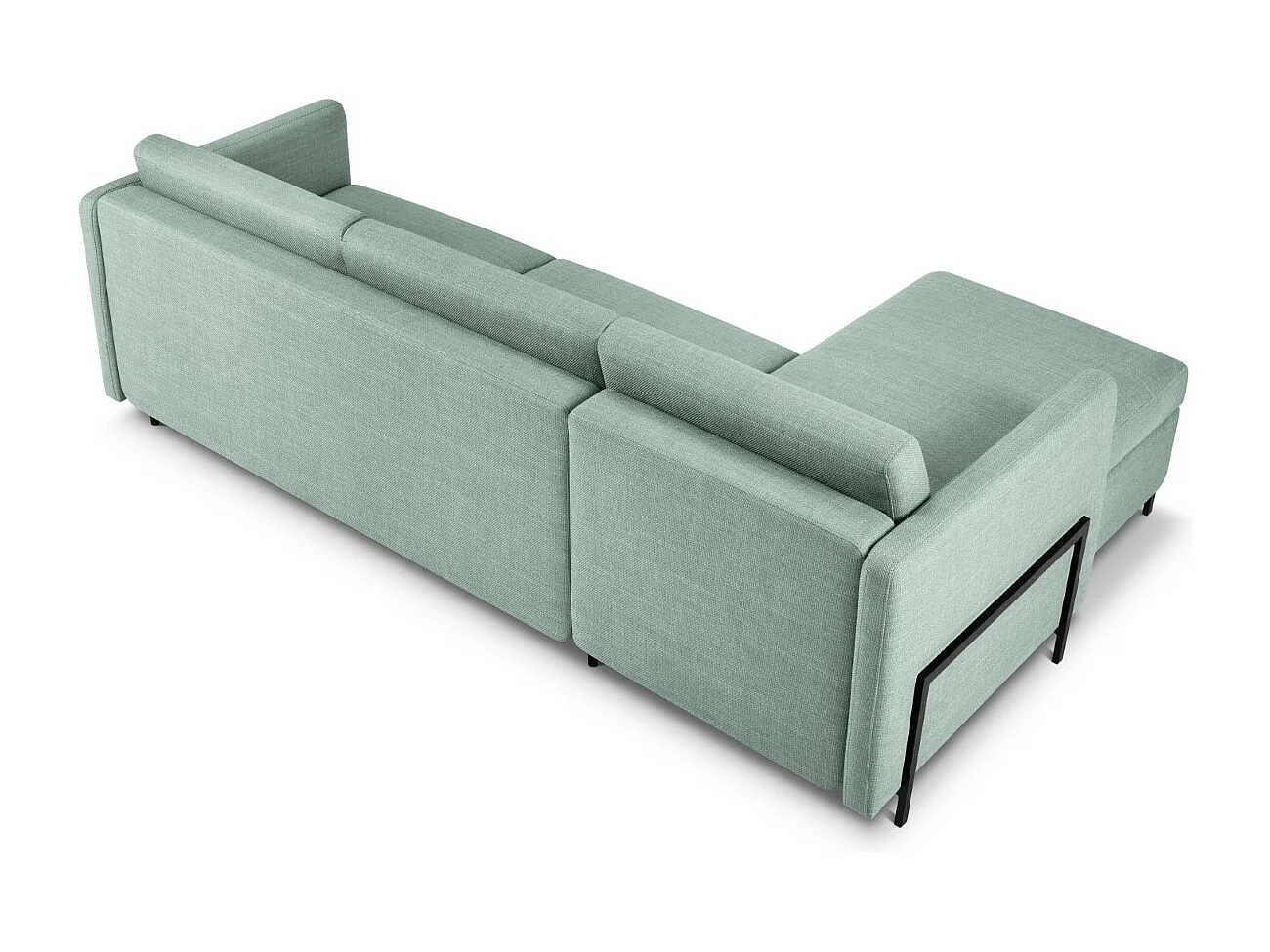 CXL by Christian Lacroix - 4-Sitzer ausklappbares Ecksofa links mit Container "Yanis" Sitzer aus strukturiertem Stoff minze - 260x170x80cm