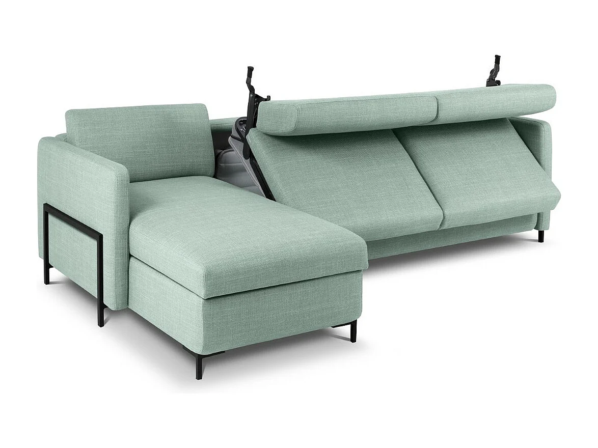 CXL by Christian Lacroix - 4-Sitzer ausklappbares Ecksofa links mit Container "Yanis" Sitzer aus strukturiertem Stoff minze - 260x170x80cm