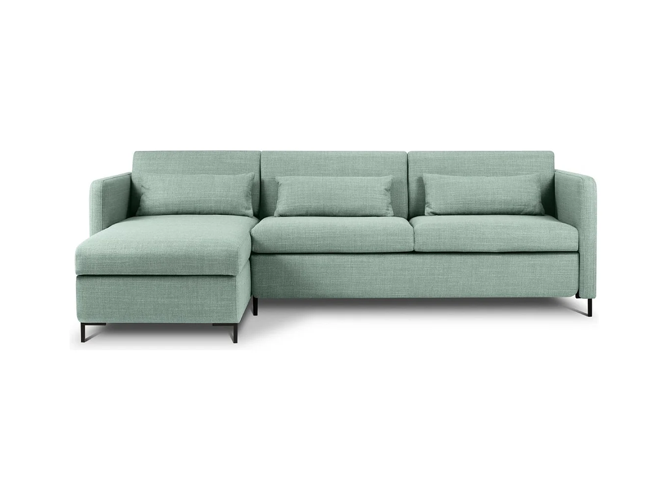 CXL by Christian Lacroix - Uitklapbare hoekbank links met opbergdoos "Yanis" 4 zitplaatsen, Structurele stof, Munt - 260x170x80cm