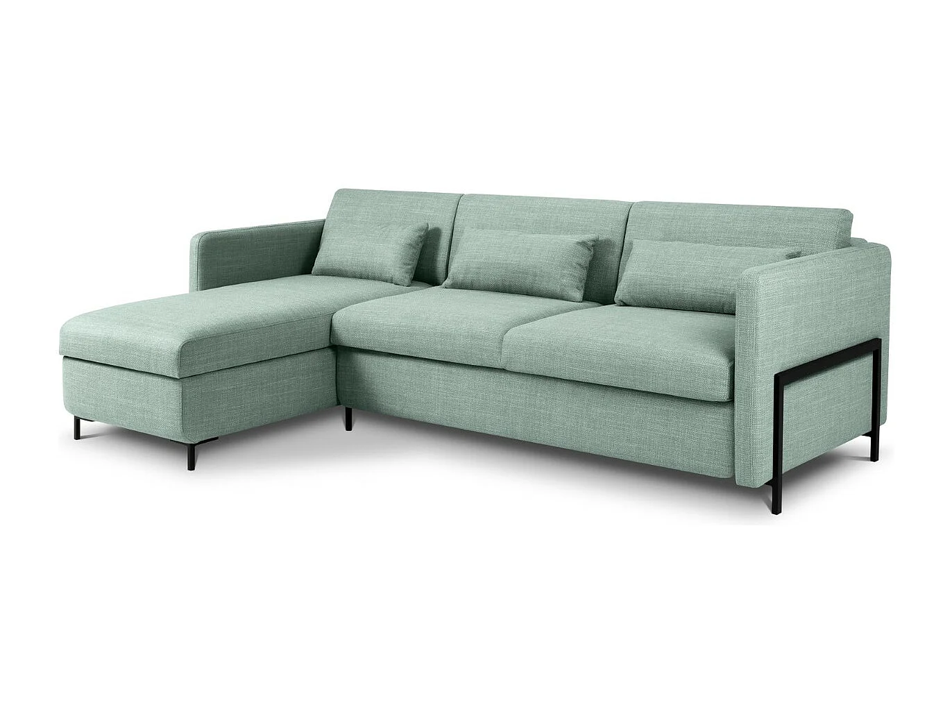 CXL by Christian Lacroix - Canapé d'angle gauche convertible avec coffre de rangement "Yanis" 4 places en tissu structurel menthe - 260x170x80cm