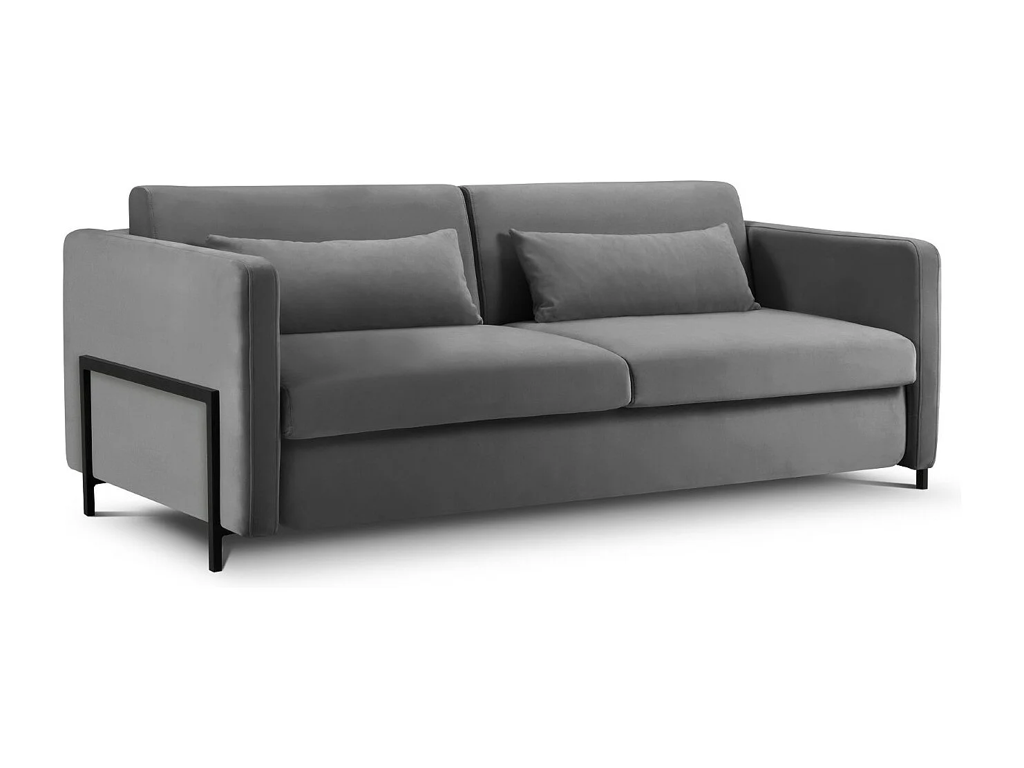 CXL by Christian Lacroix - Canapé convertible "Yanis" 3 places en velours gris foncé - 202x102x80cm