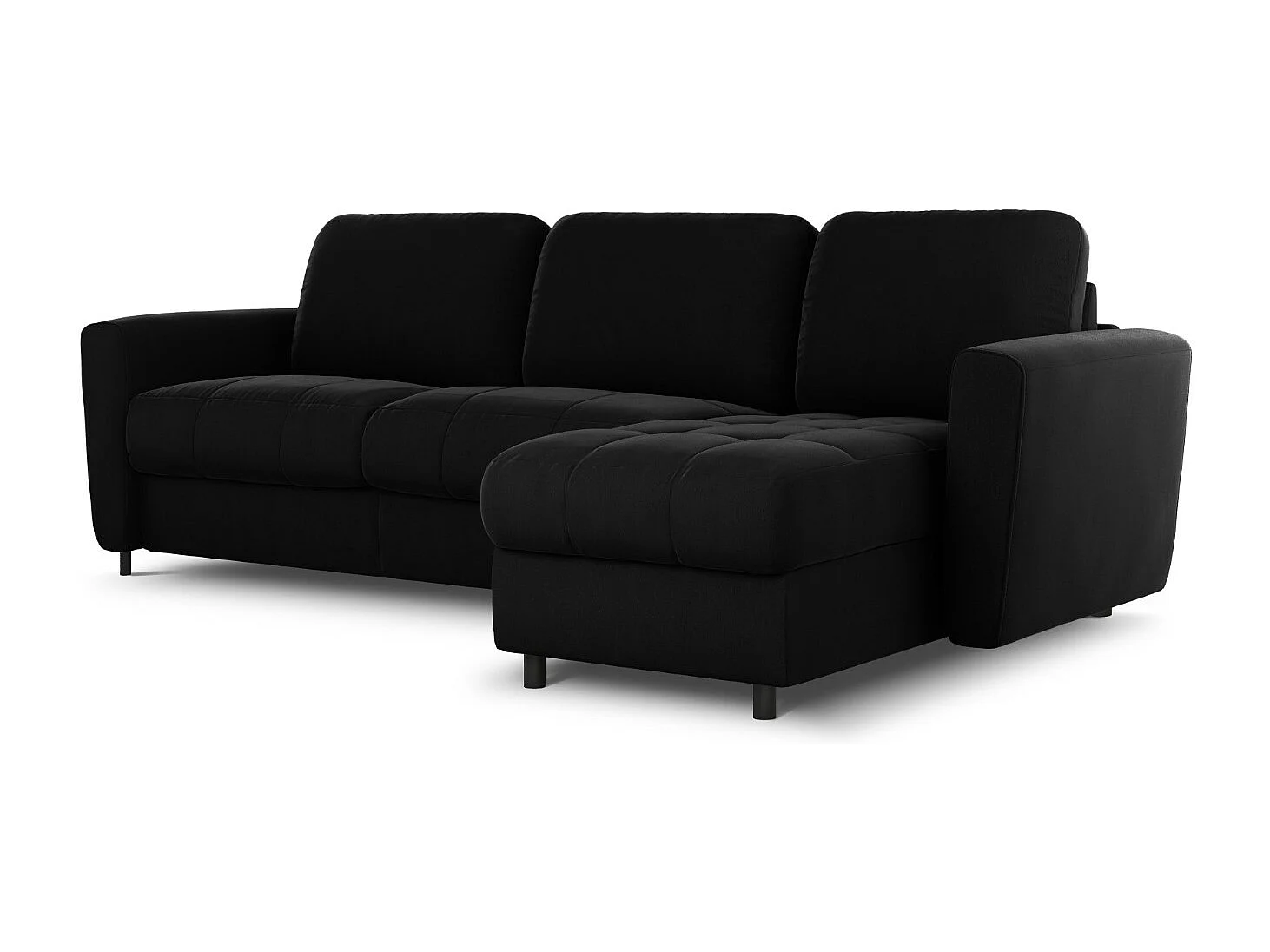 CXL by Christian Lacroix - Canapé d'angle droit convertible avec coffre de rangement "Audra" 4 places en velours noir - 270x170x88cm