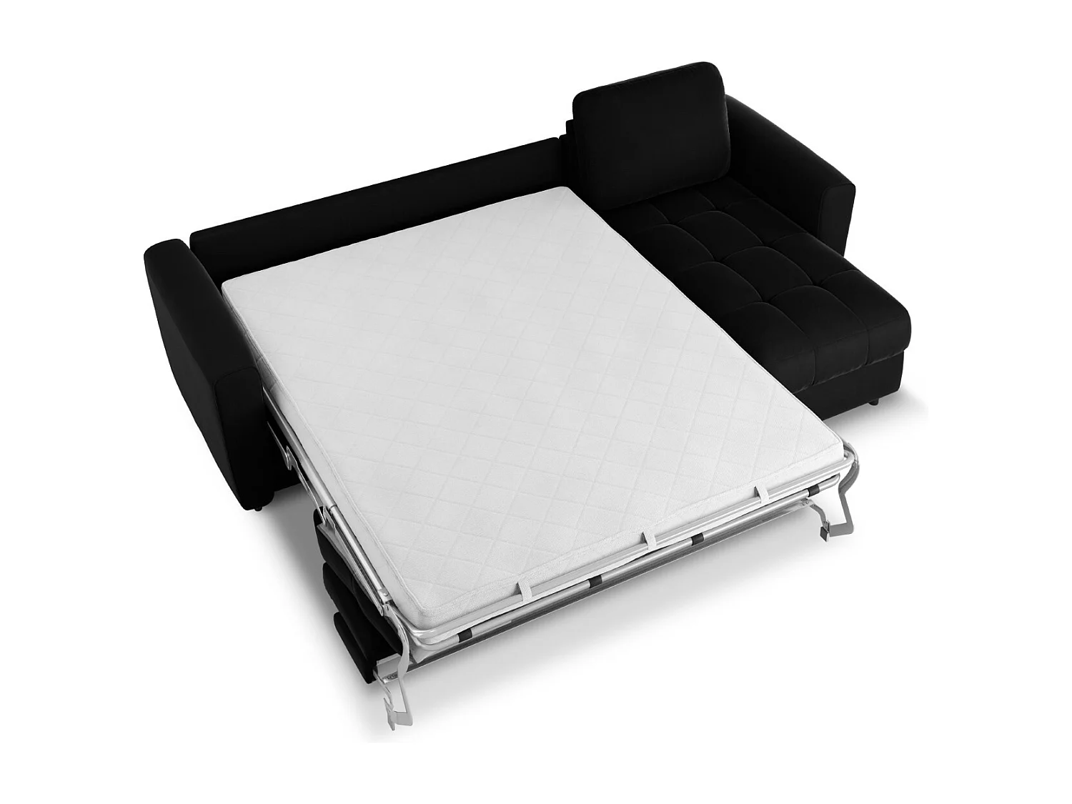 CXL by Christian Lacroix - Canapé d'angle droit convertible avec coffre de rangement "Audra" 4 places en velours noir - 270x170x88cm