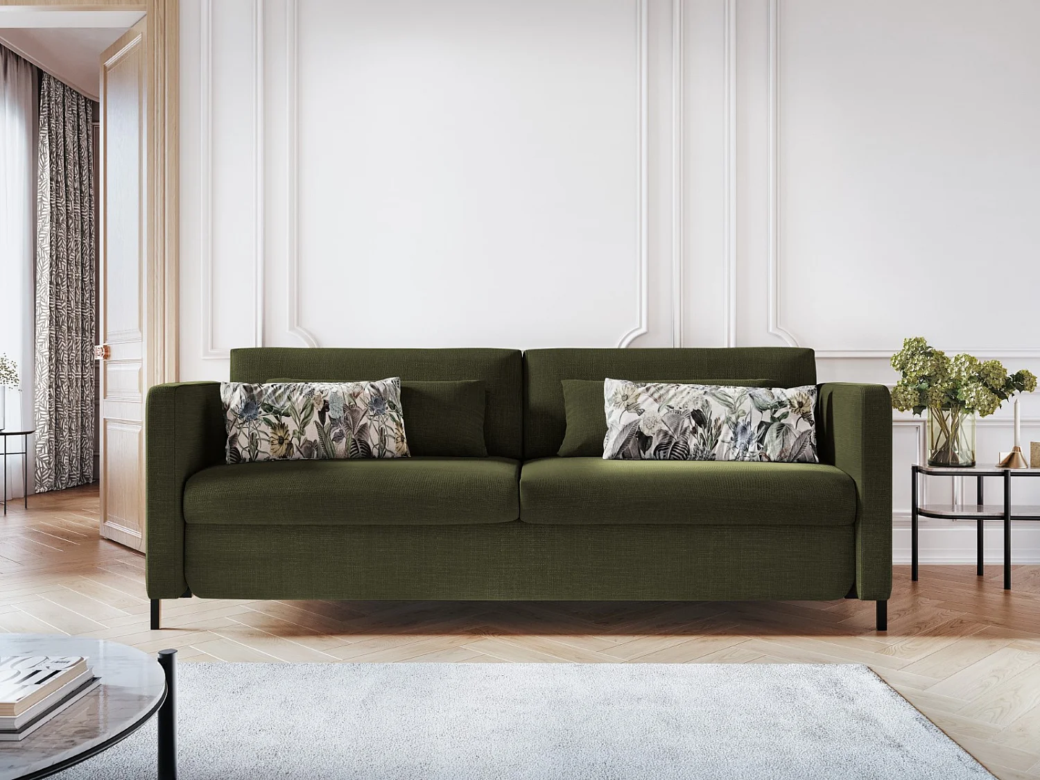 CXL by Christian Lacroix - 2-Sitzer ausklappbares Sofa "Yanis" Sitzer aus strukturiertem Stoff grün - 182x102x80cm