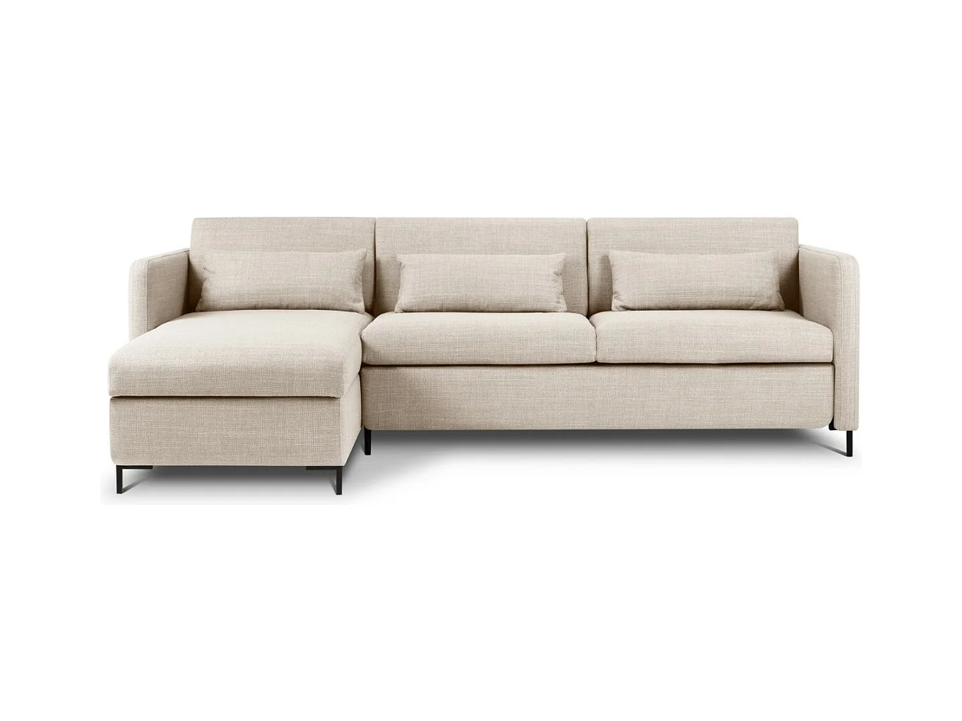 CXL by Christian Lacroix - Uitklapbare hoekbank links met opbergdoos "Yanis" 4 zitplaatsen, Structurele stof, Beige - 260x170x80cm