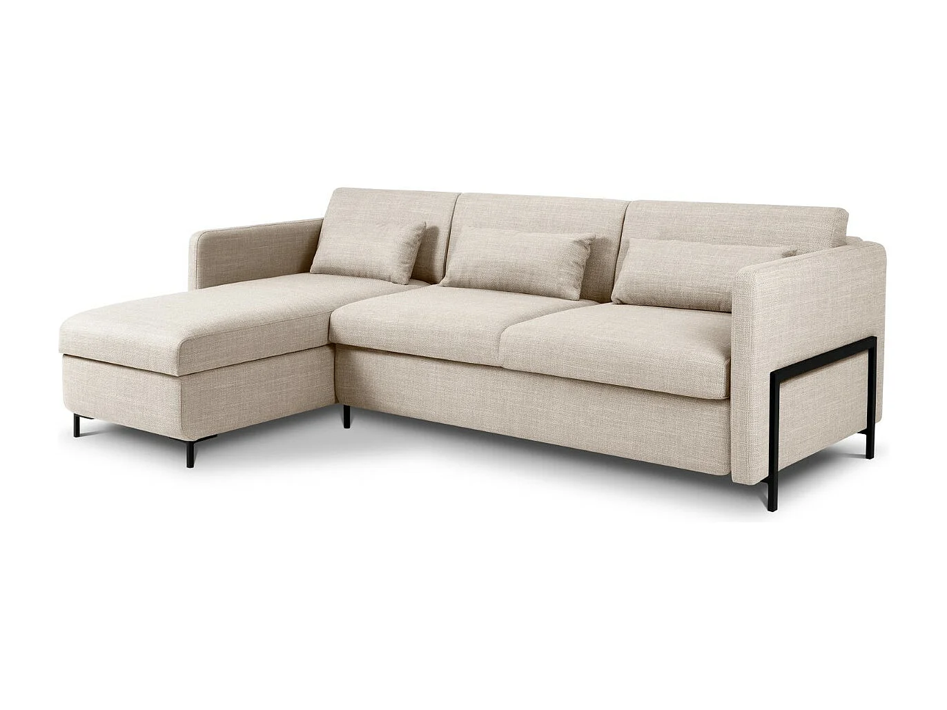 CXL by Christian Lacroix - Canapé d'angle gauche convertible avec coffre de rangement "Yanis" 4 places en tissu structurel beige - 260x170x80cm