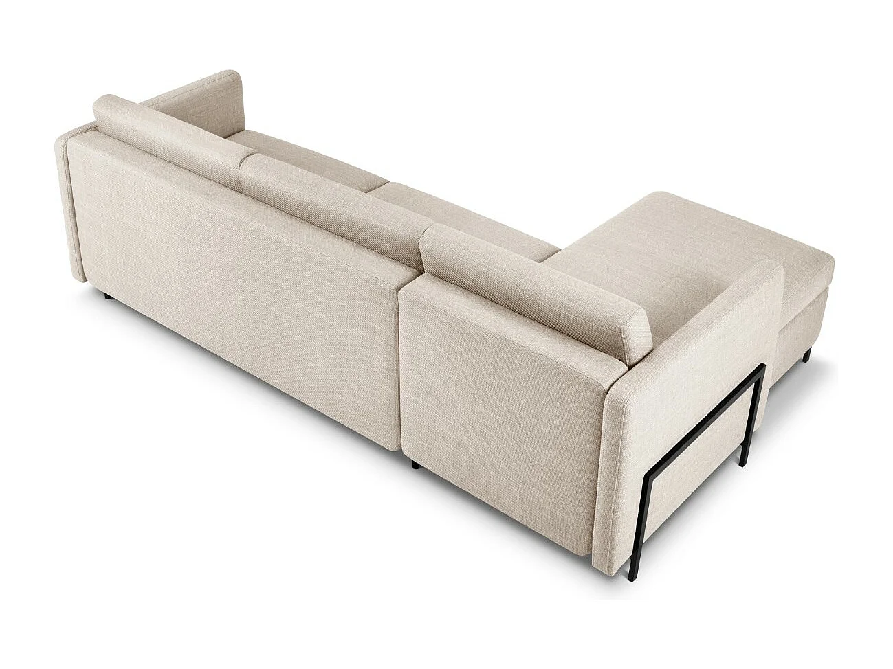 CXL by Christian Lacroix - Canapé d'angle gauche convertible avec coffre de rangement "Yanis" 4 places en tissu structurel beige - 260x170x80cm