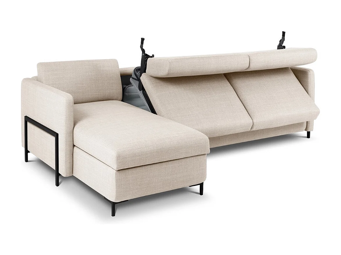 CXL by Christian Lacroix - Canapé d'angle gauche convertible avec coffre de rangement "Yanis" 4 places en tissu structurel beige - 260x170x80cm