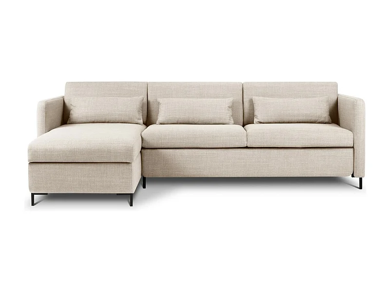 CXL by Christian Lacroix - Canapé d'angle gauche convertible avec coffre de rangement "Yanis" 4 places en tissu structurel beige - 260x170x80cm