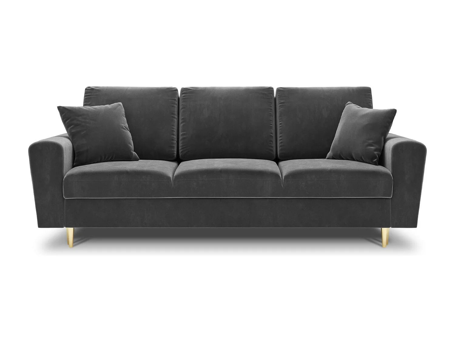 Cosmopolitan Design - 3-Sitzer ausklappbares Sofa mit Bettkasten "Kyoto" aus Samt hellgrau - 235x100x88cm