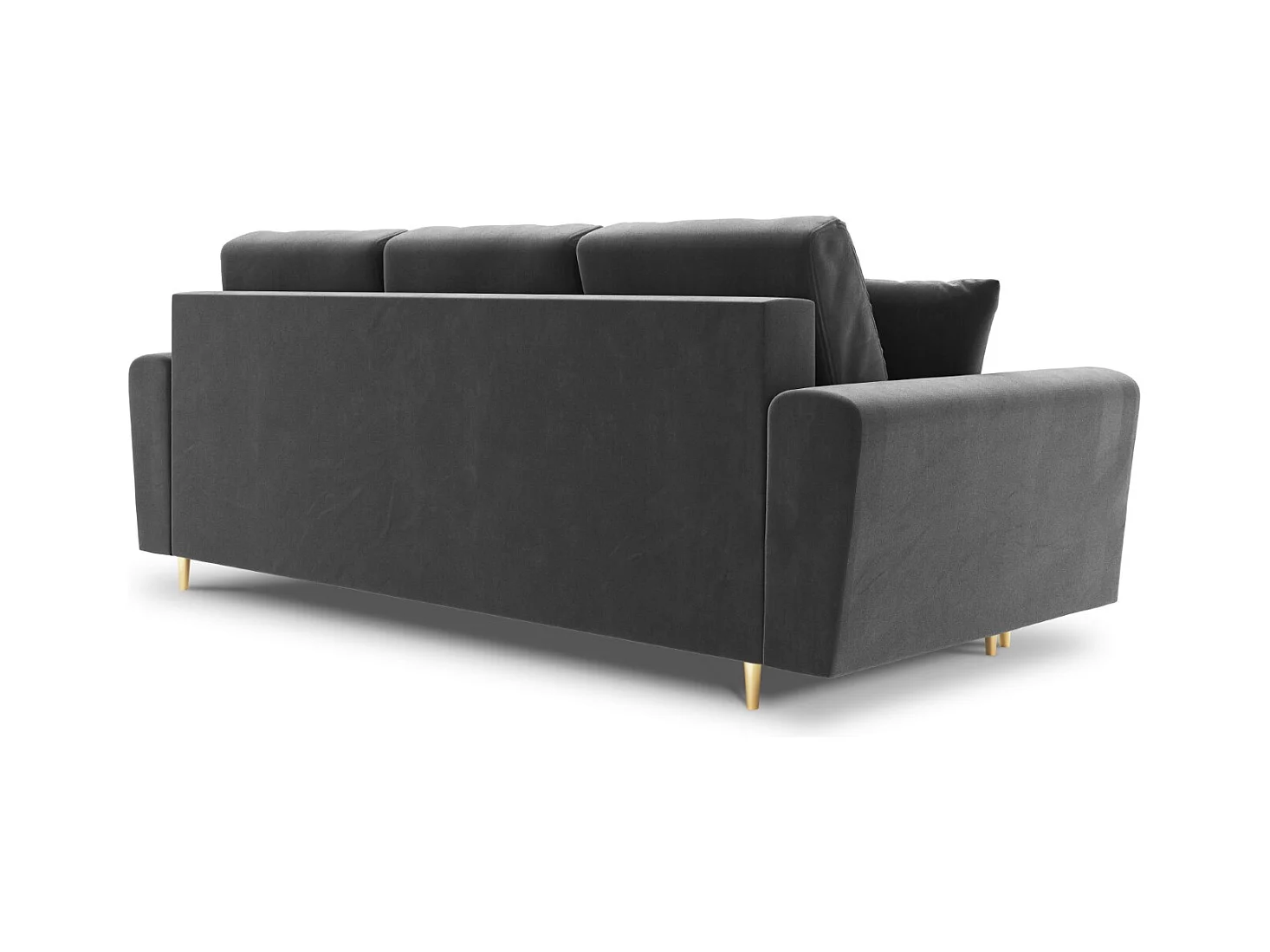 Cosmopolitan Design - 3-Sitzer ausklappbares Sofa mit Bettkasten "Kyoto" aus Samt hellgrau - 235x100x88cm