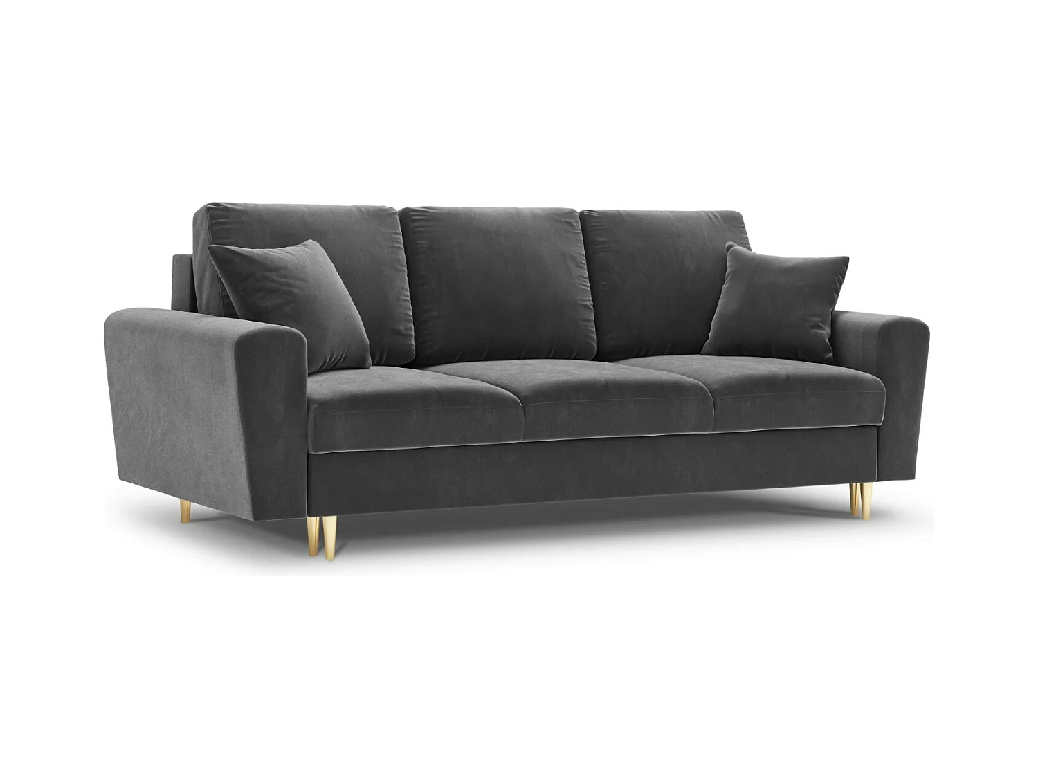 Cosmopolitan Design - Canapé convertible avec coffre de rangement "Kyoto" 3 places en velours gris clair - 235x100x88cm