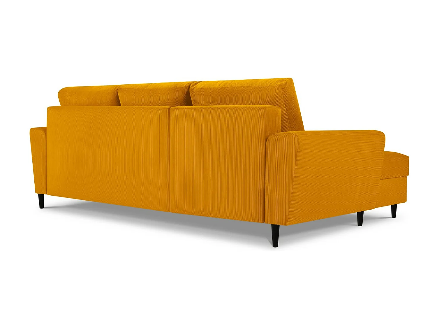 Cosmopolitan Design - Canapé d'angle gauche convertible avec coffre de rangement "Kyoto" 4 places en velours côtelé jaune - 241x145x88cm