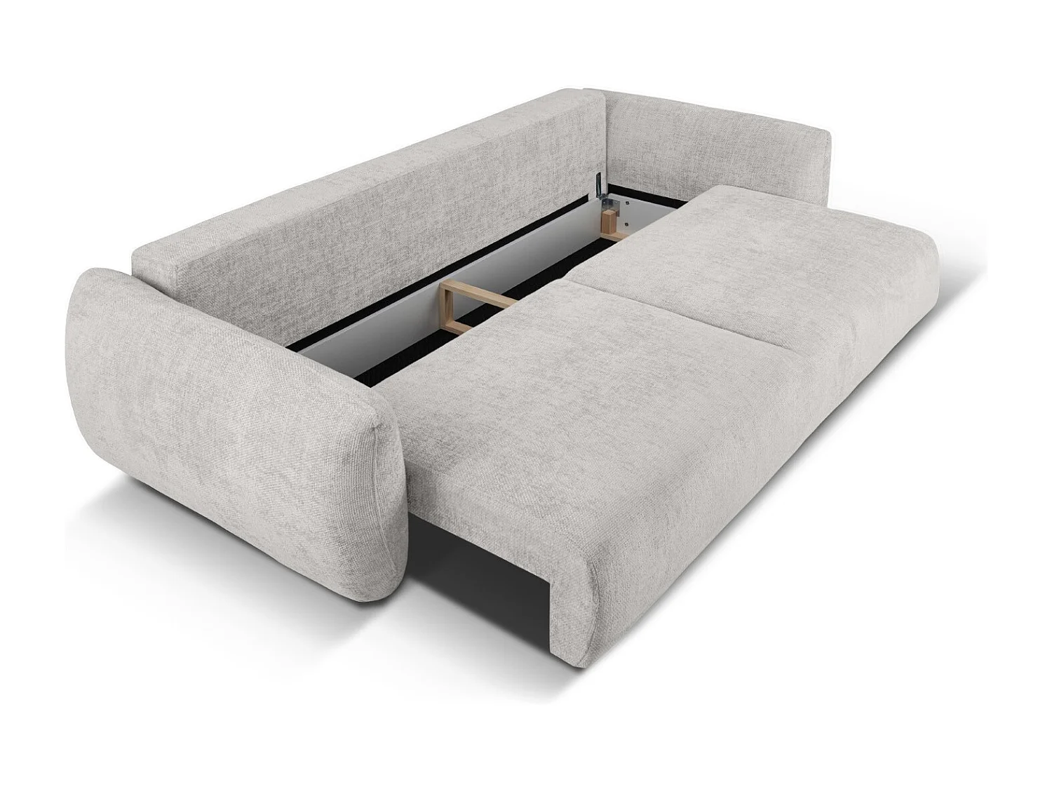 Cosmopolitan Design - Canapé convertible avec coffre de rangement "Matera" 3 places en chenille gris clair - 240x108x86cm