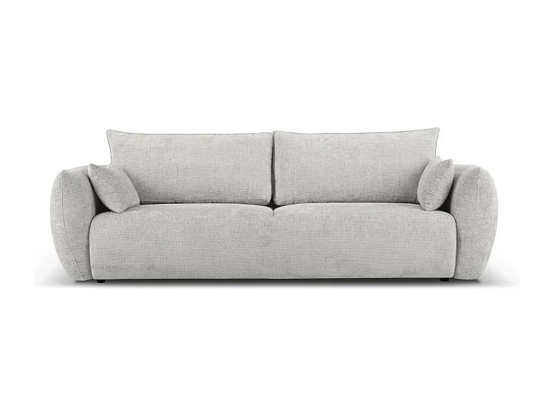 Cosmopolitan Design - Sofa z funkcją spania ze schowkiem, "Matera" 3 miejsca szenil, szary jasny - 240x108x86cm