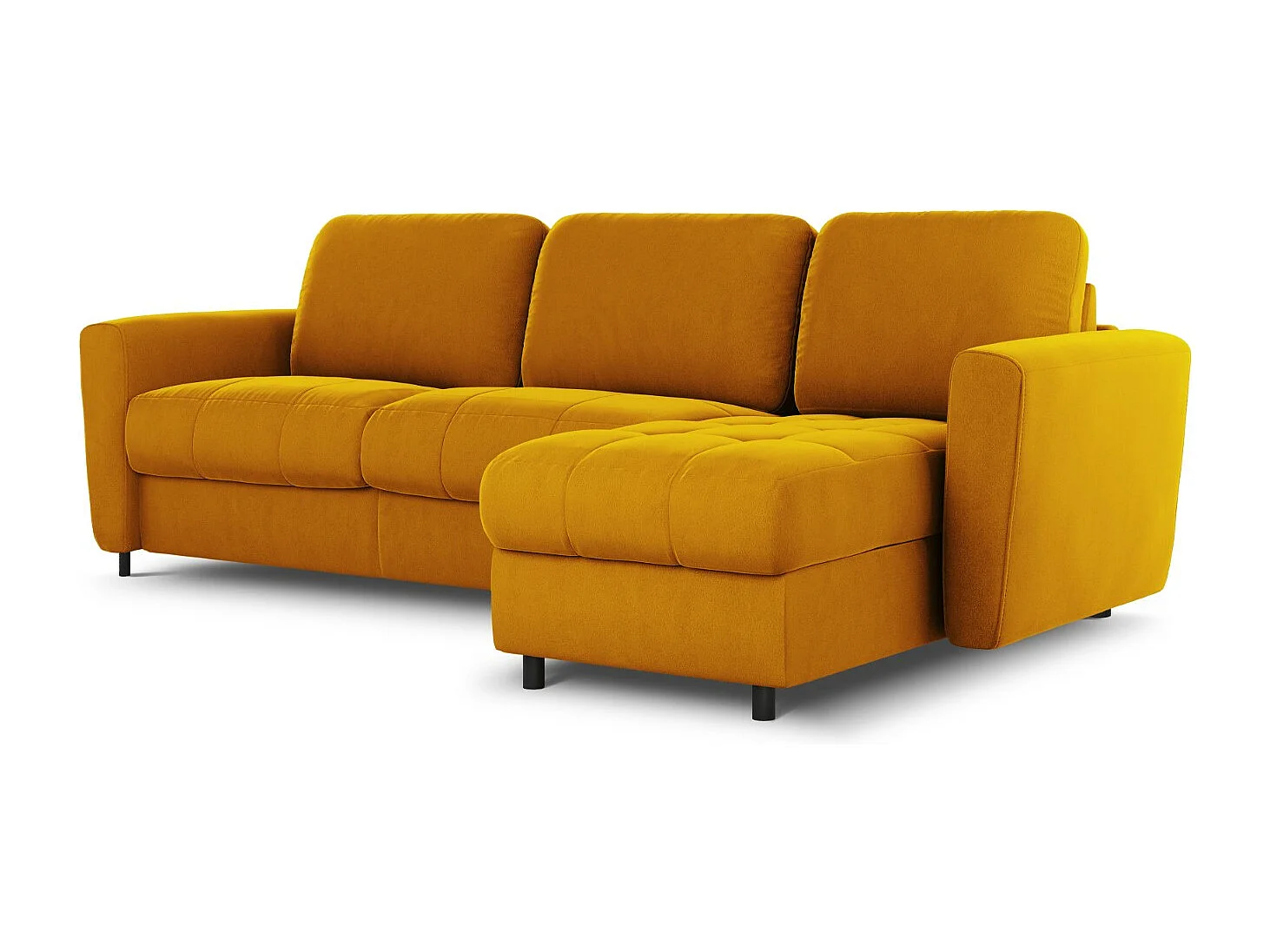 CXL by Christian Lacroix - Converteerbare hoekbank rechts met opbergdoos "Audra" 4 zitplaatsen, Flueel, GEEL - 270x170x88cm