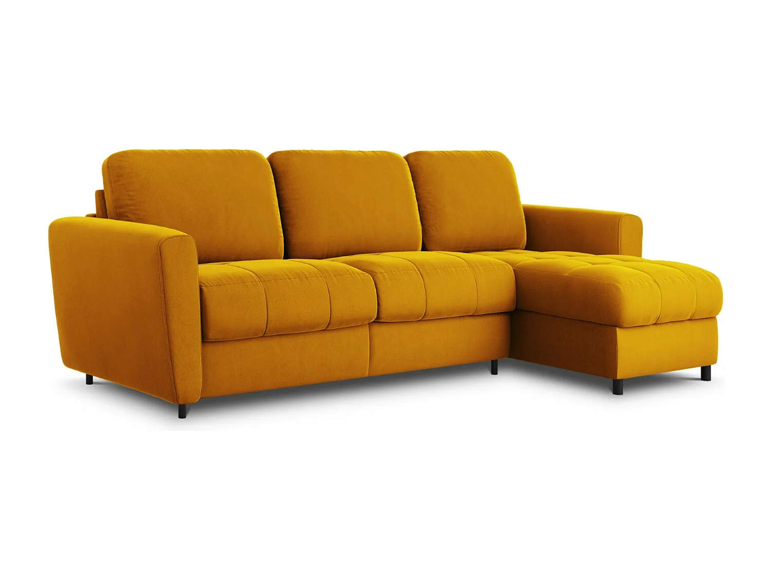 CXL by Christian Lacroix - Converteerbare hoekbank rechts met opbergdoos "Audra" 4 zitplaatsen, Flueel, GEEL - 270x170x88cm