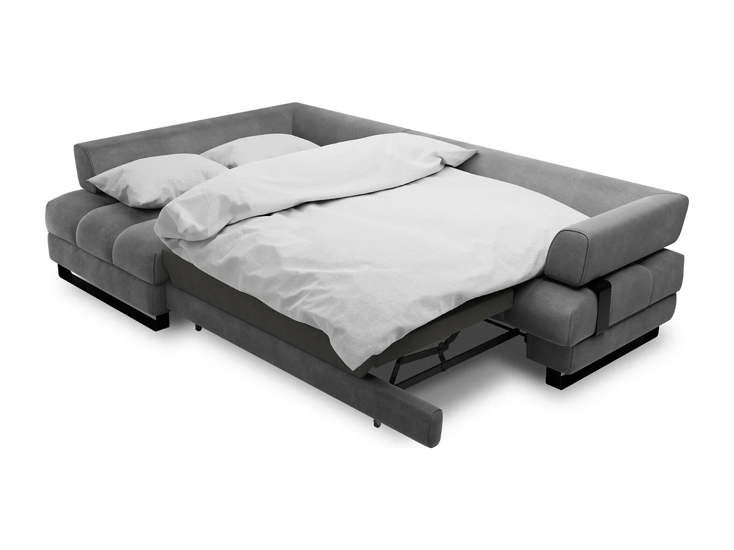 Cosmopolitan Design - Canapé d'angle gauche convertible avec coffre de rangement "Clinton" 5 places en velours gris foncé - 272x173x89cm