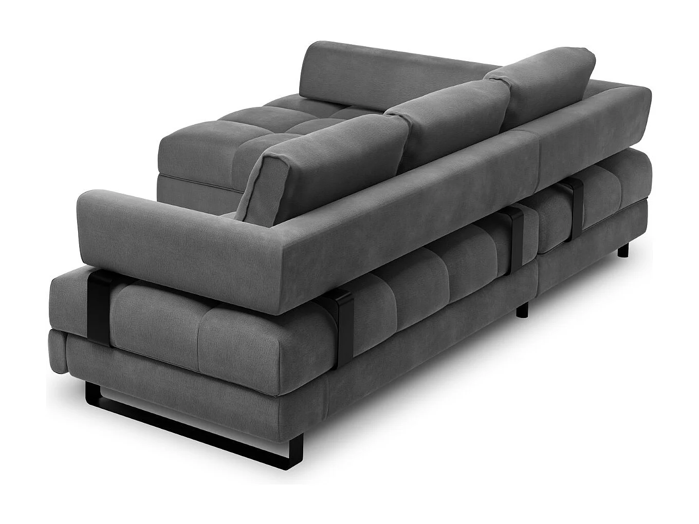 Cosmopolitan Design - Canapé d'angle gauche convertible avec coffre de rangement "Clinton" 5 places en velours gris foncé - 272x173x89cm