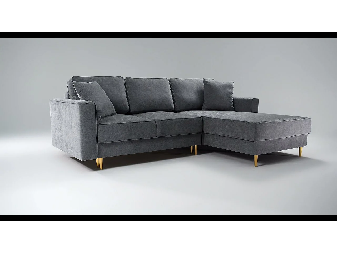 Cosmopolitan Design - Slaapbank met opbergdoos "Fano" 3 zitplaatsen, Structurele stof, Grijs - 233x102x89cm