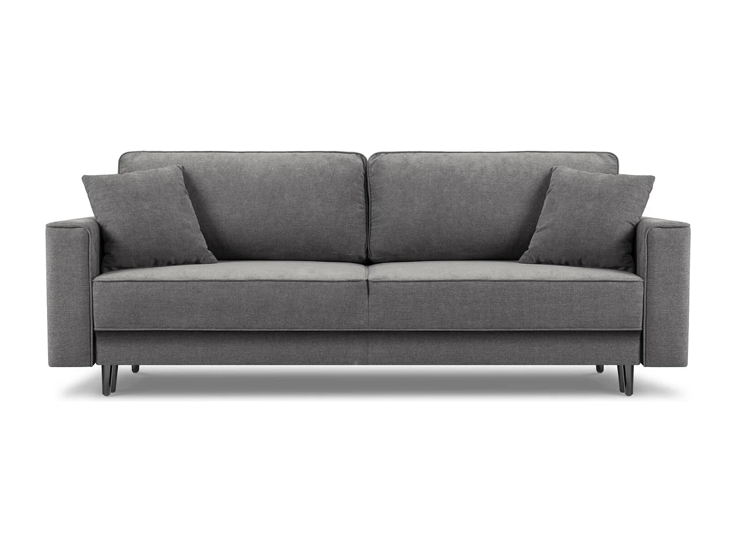 Cosmopolitan Design - Slaapbank met opbergdoos "Fano" 3 zitplaatsen, Structurele stof, Grijs - 233x102x89cm