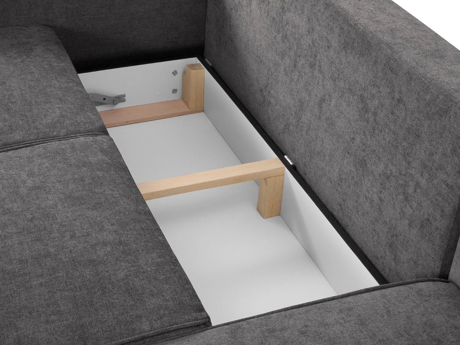 Cosmopolitan Design - Slaapbank met opbergdoos "Fano" 3 zitplaatsen, Structurele stof, Grijs - 233x102x89cm