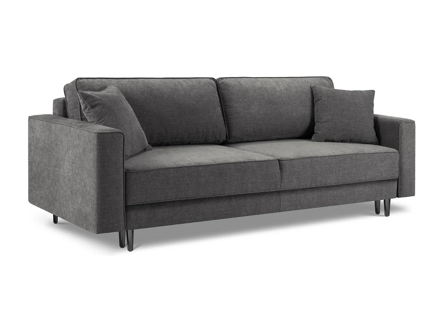 Cosmopolitan Design - Slaapbank met opbergdoos "Fano" 3 zitplaatsen, Structurele stof, Grijs - 233x102x89cm